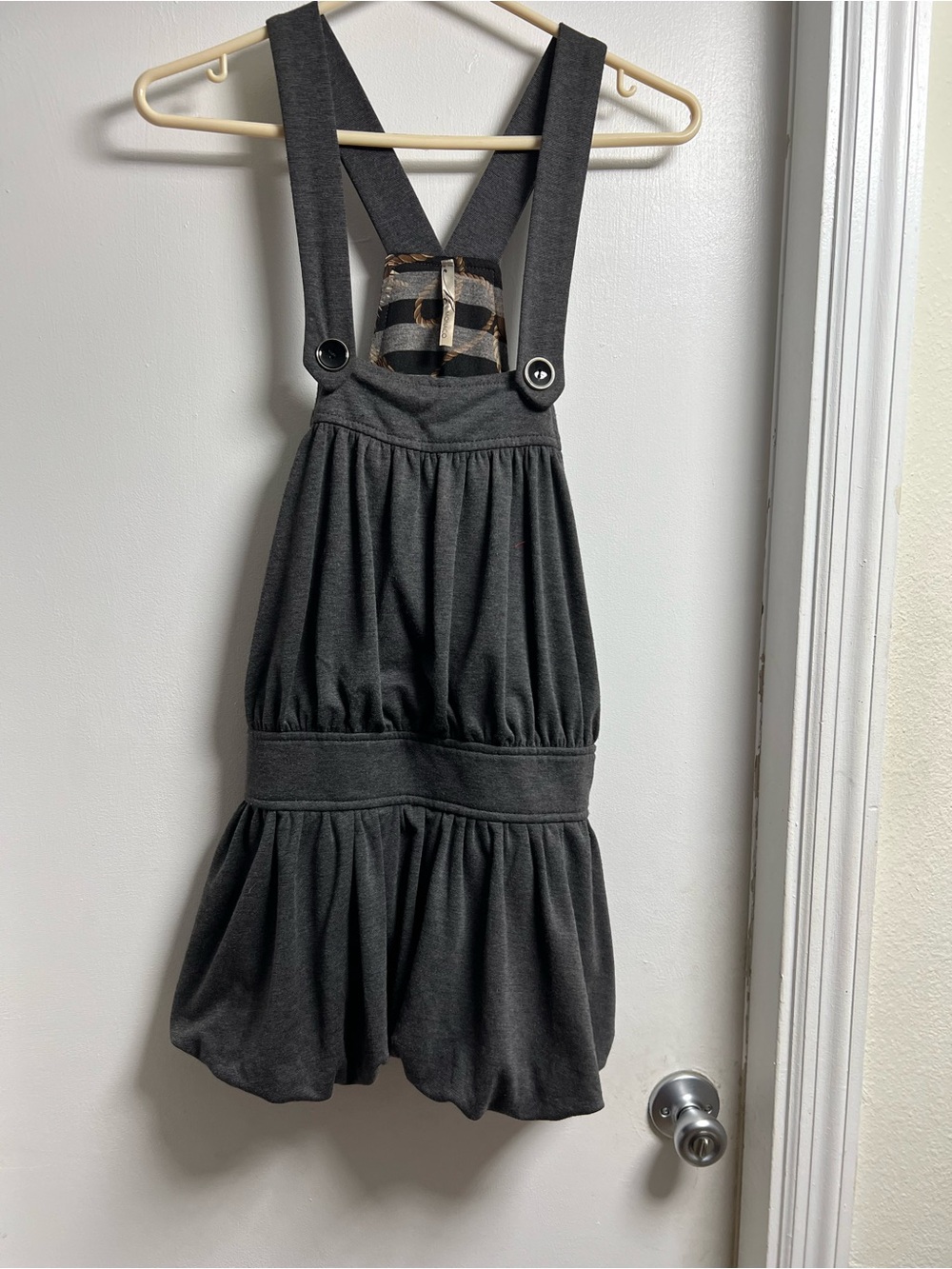 Monaco Dark Charcoal Girls Pinafore Dress with Straps